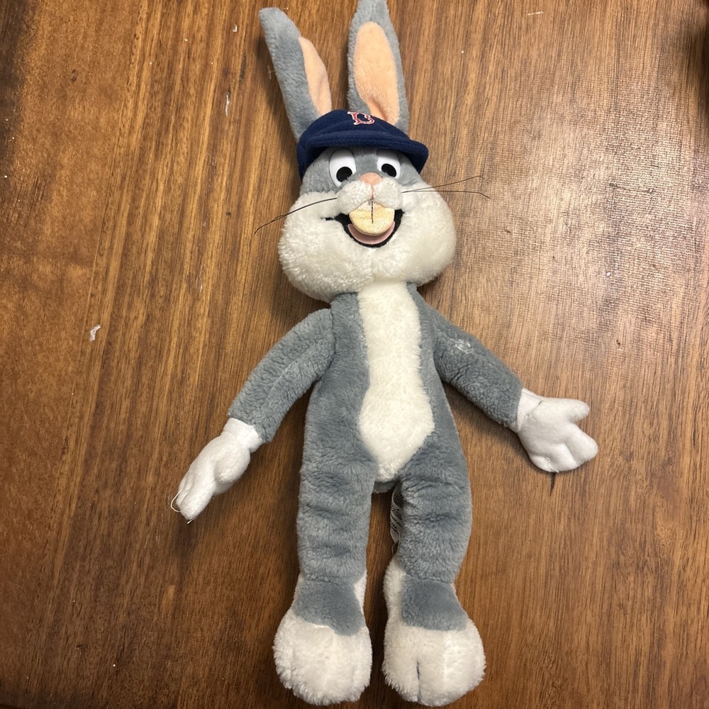 BUGS BUNNY Boston Red Sox Baseball Cap Plush Vintage 1991 MLB LOONEY TOONS 16"